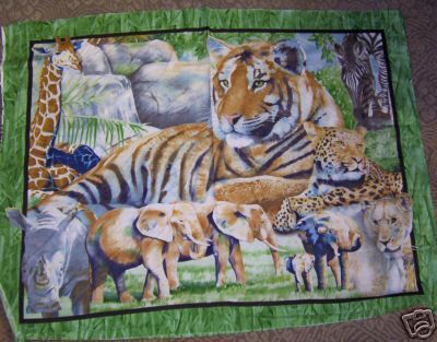 African Wild Animal Fabric Panel Quilt Wall Hanging  
