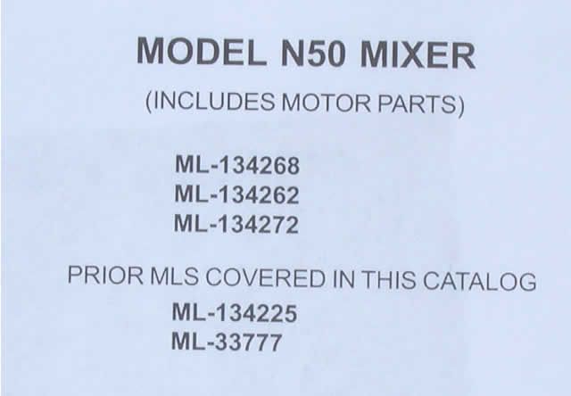 HOBART N50 PLANETARY MIXER PART CATALOGS PLUS BONUS SERVICE MANUAL 