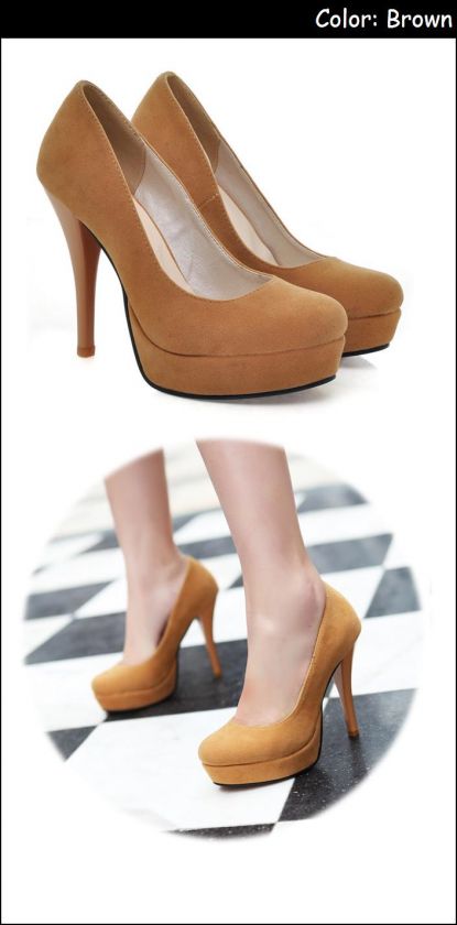 Fashion Women Shoes Platforms Faux Suede Stilettos Classic High Heels 