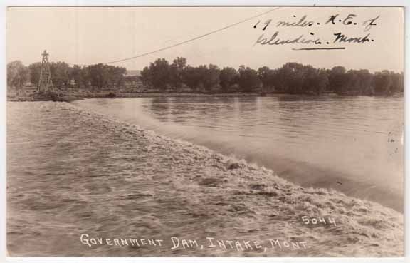 RP Postcard Government Dam in Intake, Montana  