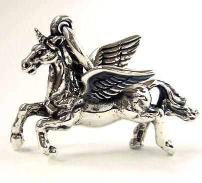 UNICORN FLYING HORSE SOLID STERLING 925 SILVER PENDANT  