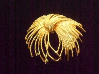 Vintage Large Textured Gold Tone Monet Brooch Pin 2.5  