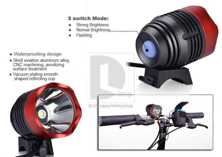 Hi Power 1800 Lumens CREE XM L T6 LED Bicycle Bike Light Headlamp Head 