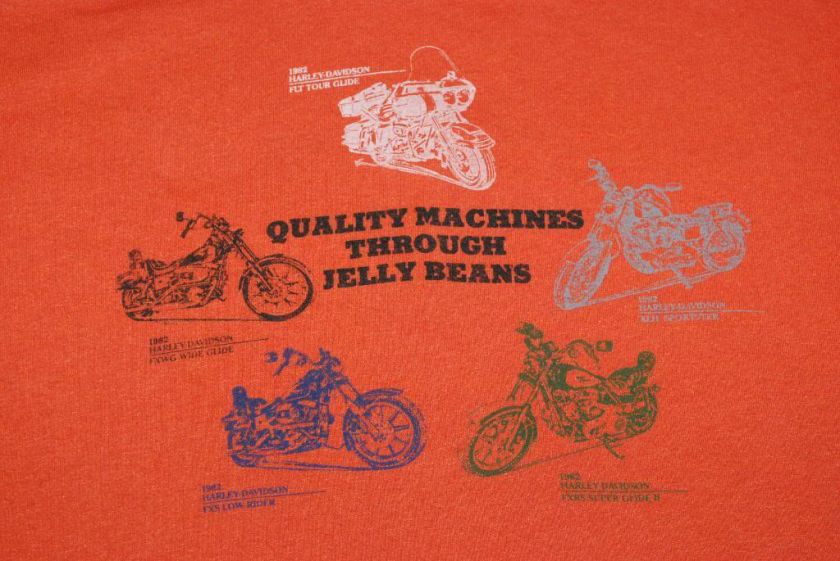 VTG HARLEY DAVIDSON MACHINES JELLY BEANS SHIRT 1982 L  