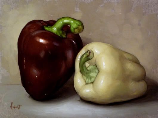 Original Fine Art Oil Painting Still Life Olde Holland Peppers 