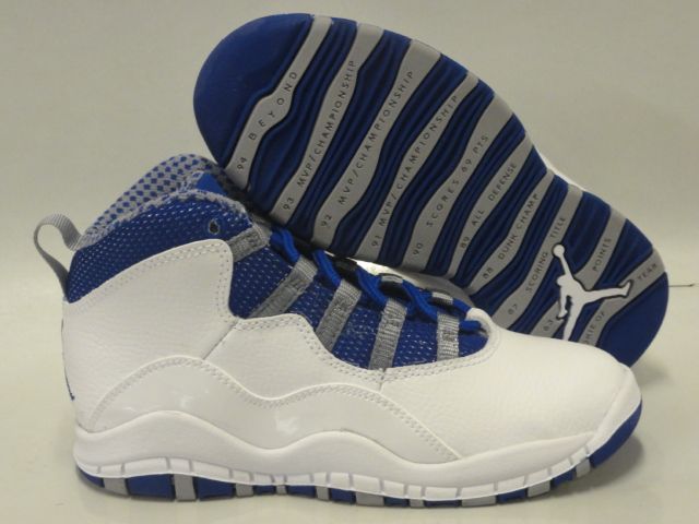   10 Retro Txt White Blue Gray Sneakers Kids Preschool Size 12  