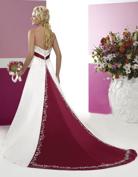   Red Train Embroidery Bride Wedding Dress Lace up Back Size 6 16  