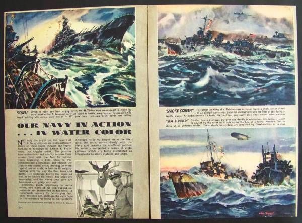 Arthur Beaumont WWII Navy Artist 1944 pictorial prints  