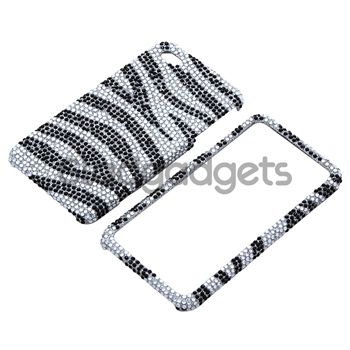 Black Zebra Bling Diamond Case+Stylus+Privacy SPT For iPhone 4 s 4s 4G 