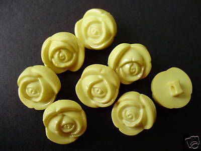 48 Rose Flower Button Craft Sewing Cardmaking Yellow  